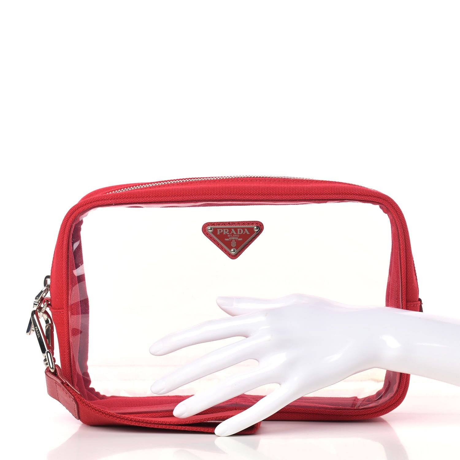 Prada Plexiglass Canapa Pouch Red 2 of 8