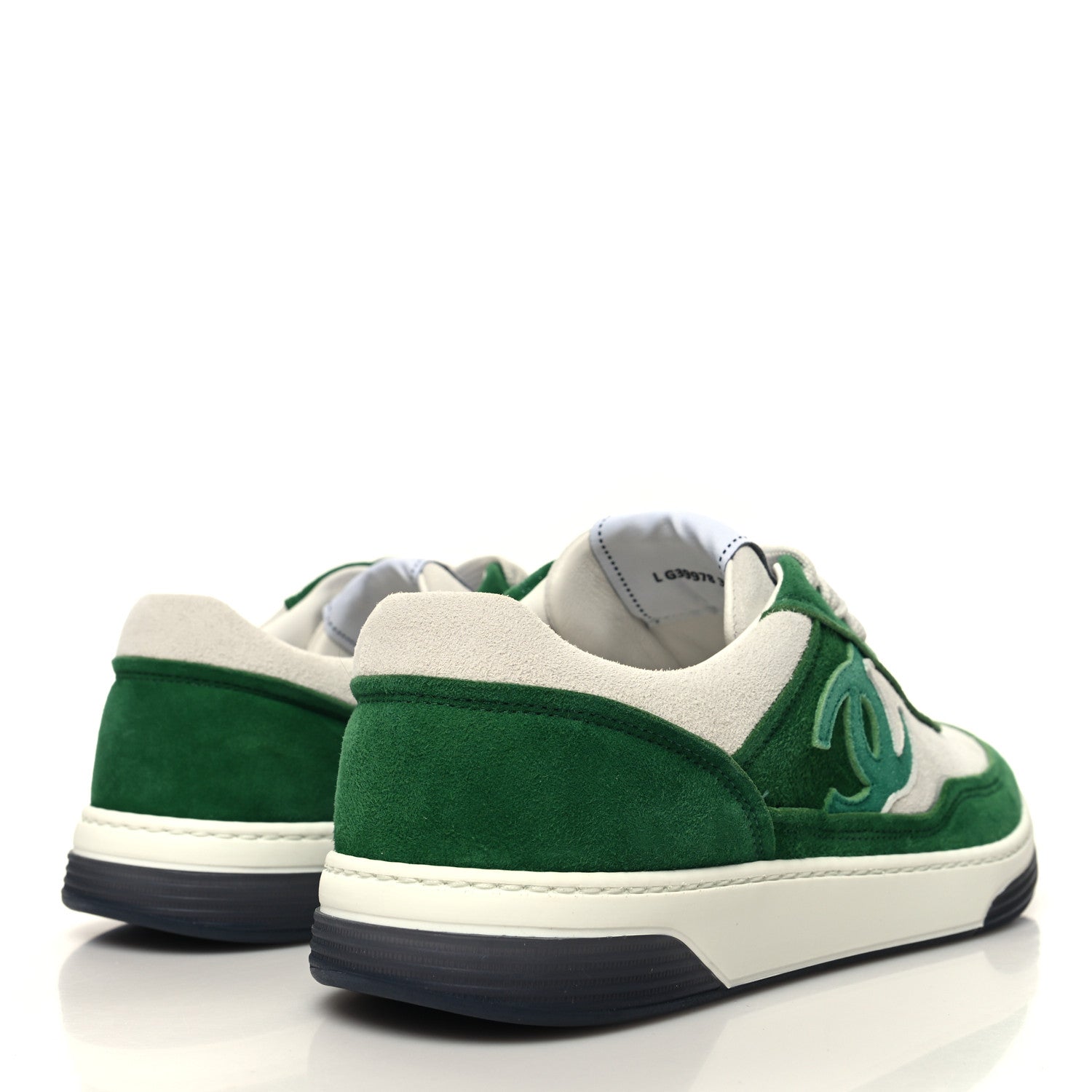 Chanel Suede Kidskin Womens CC Sneakers 38 White Green 4 of 9