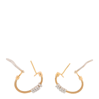 Roberto Coin 18K Yellow White Gold Diamond Silk Mesh Hoop Earrings 3 of 6