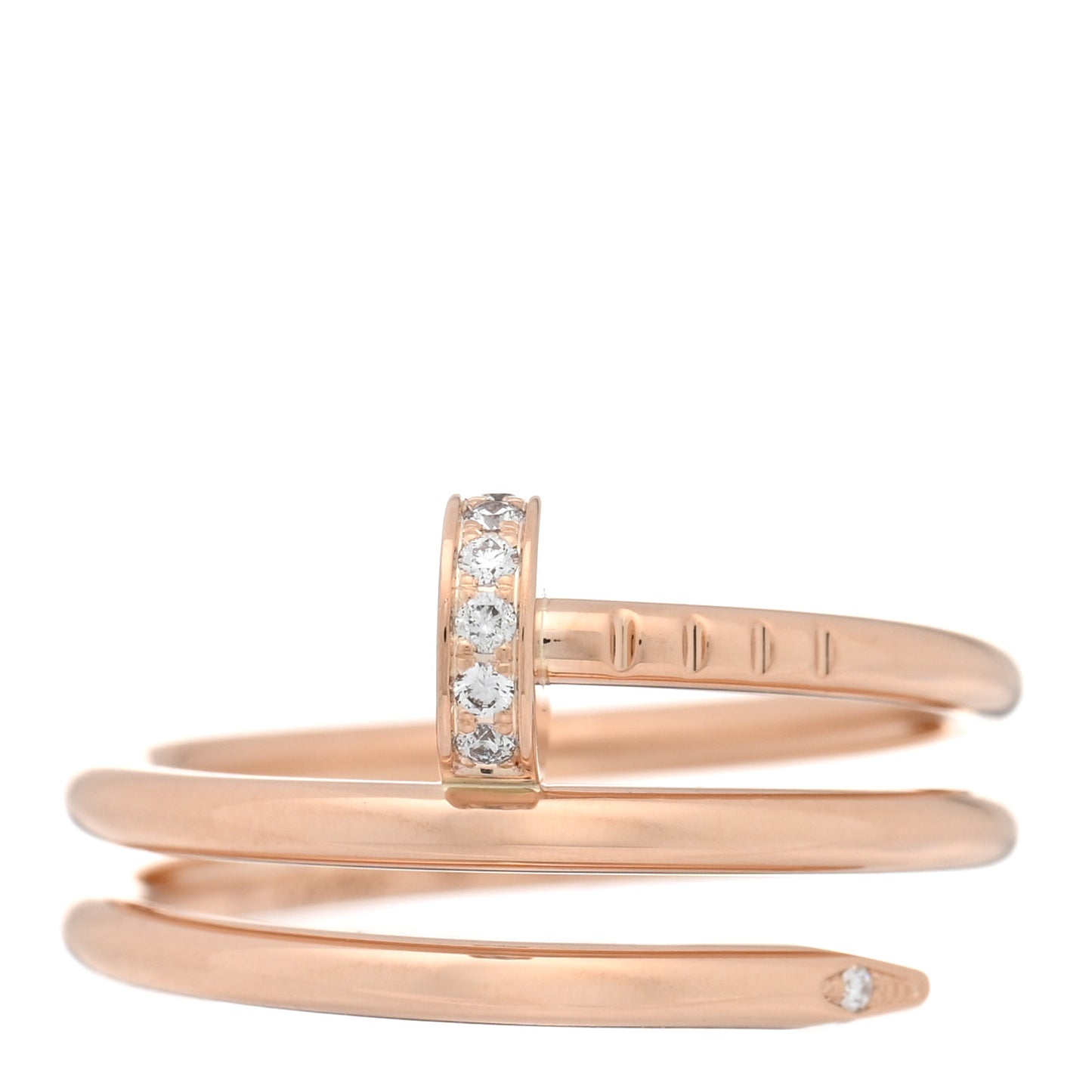 18K Pink Gold Diamond Double Juste Un Clou Ring 50 5.25