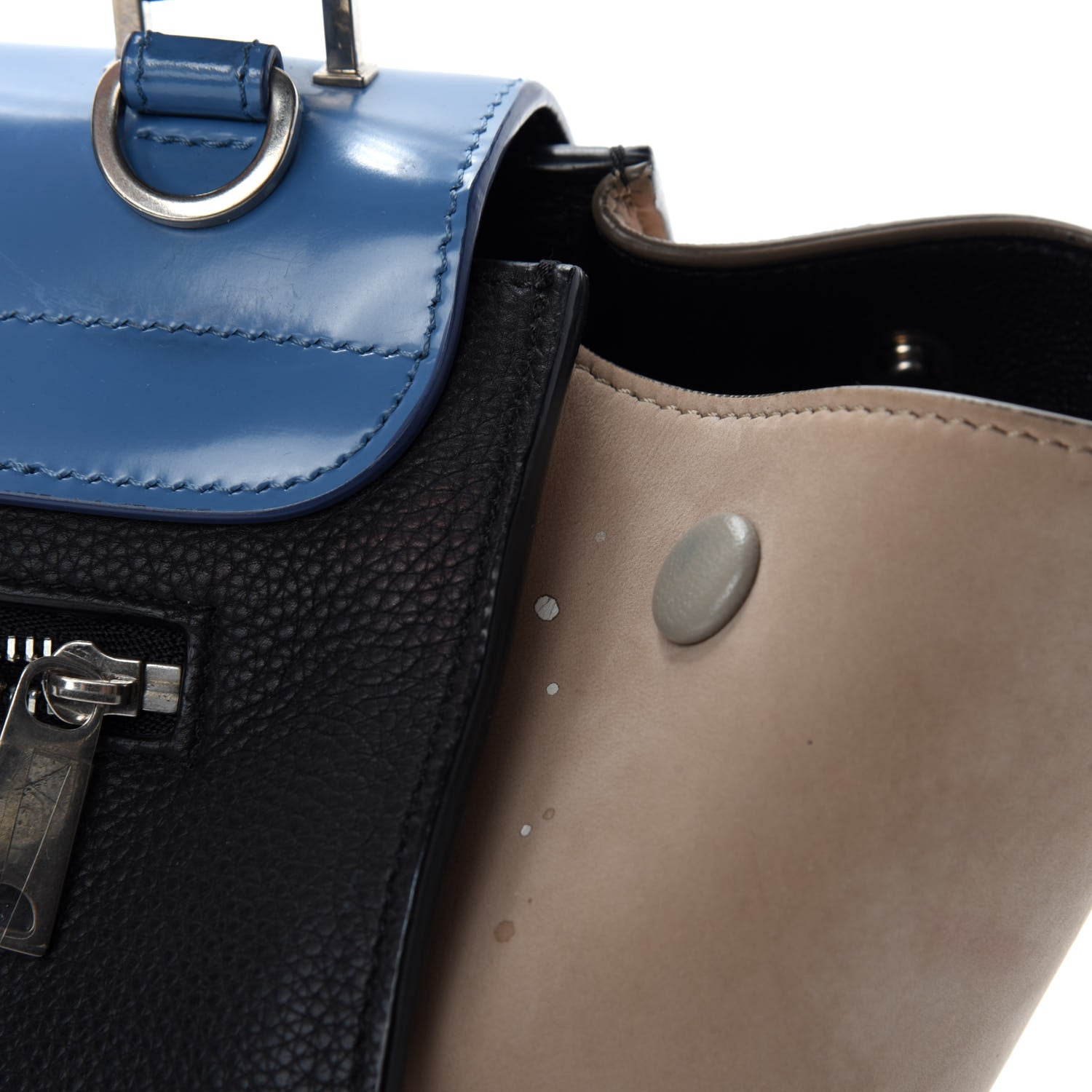 Celine Smooth Calfskin Nubuck Small Tri-Color Trapeze Medium Blue 12 of 20