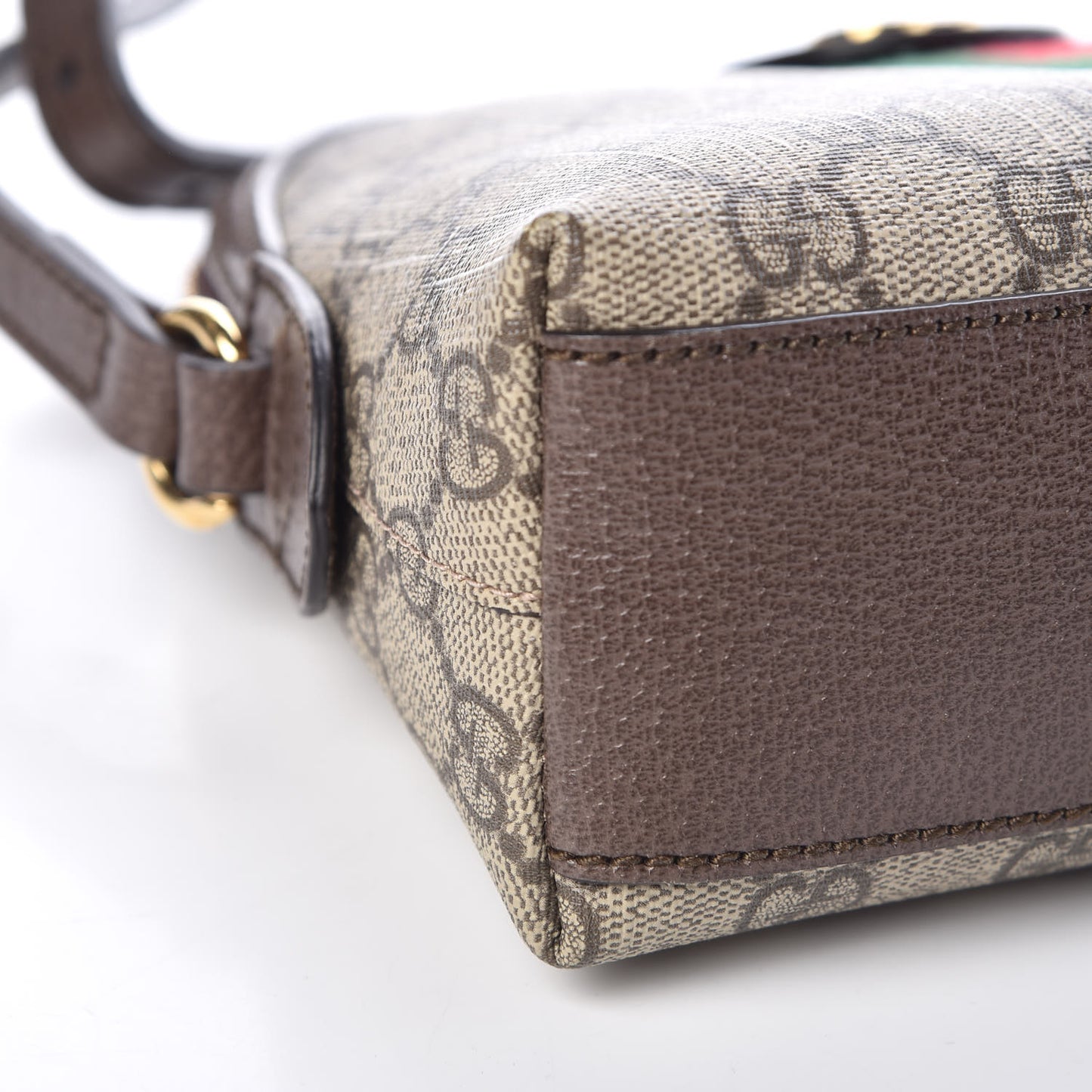 GG Supreme Monogram Textured Dollar Calfskin Web Small Ophidia Dome Shoulder Bag Beige Ebony New Acero