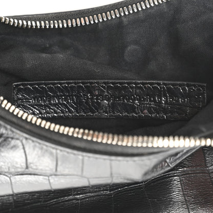 Balenciaga Extra Supple Calfskin Crystal Crocodile Embossed Le Cagole Shoulder Bag XS Black 8 of 11