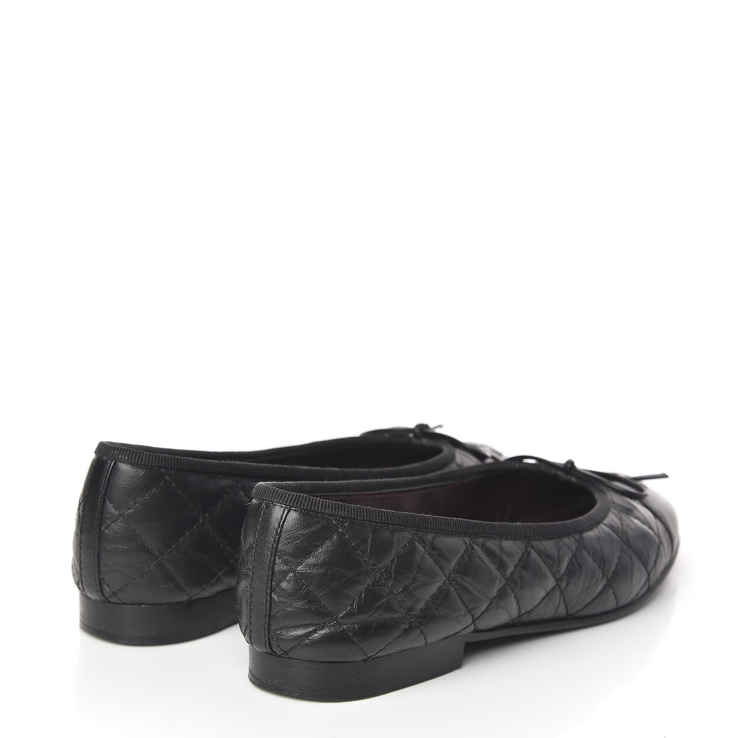 Chanel Aged Calfskin Quilted Cap Toe Ballerina Flats 36 Black 4 of 11