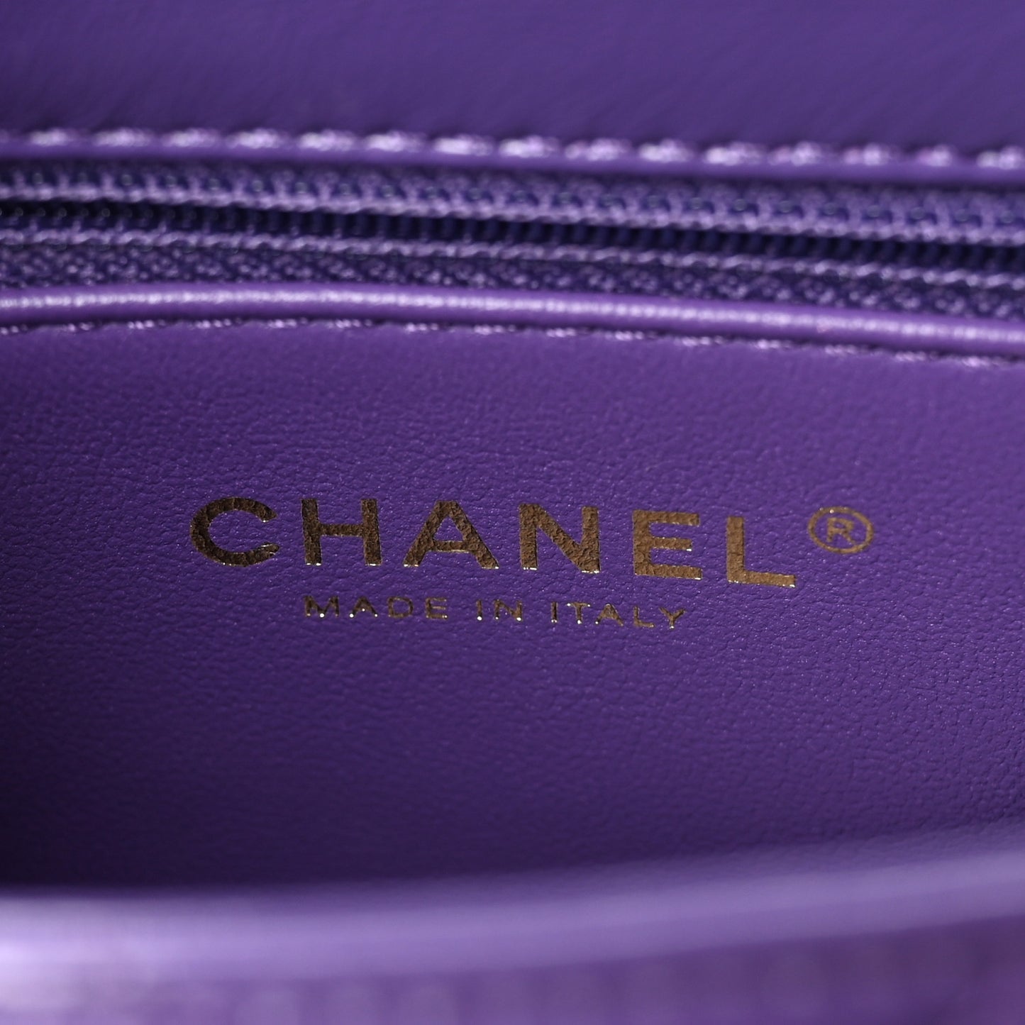 Shiny Lambskin Quilted Mini Coco Trip Flap Bag Purple