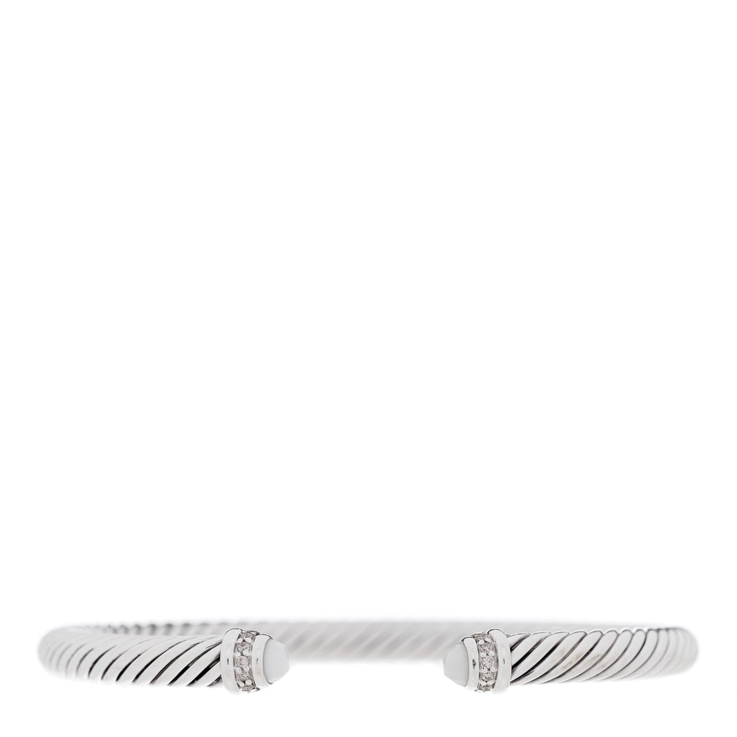 Sterling Silver Diamond White Agate 5mm Cable Classics Bracelet