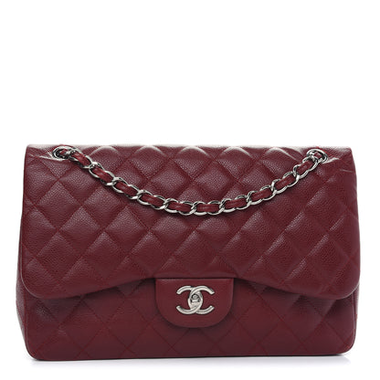 Chanel Caviar Quilted Jumbo Double Flap Dark Red 1 of 11