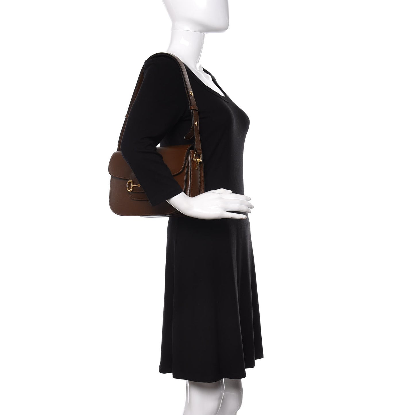 Azalea Calfskin Horsebit 1955 Shoulder Bag Brown Sugar