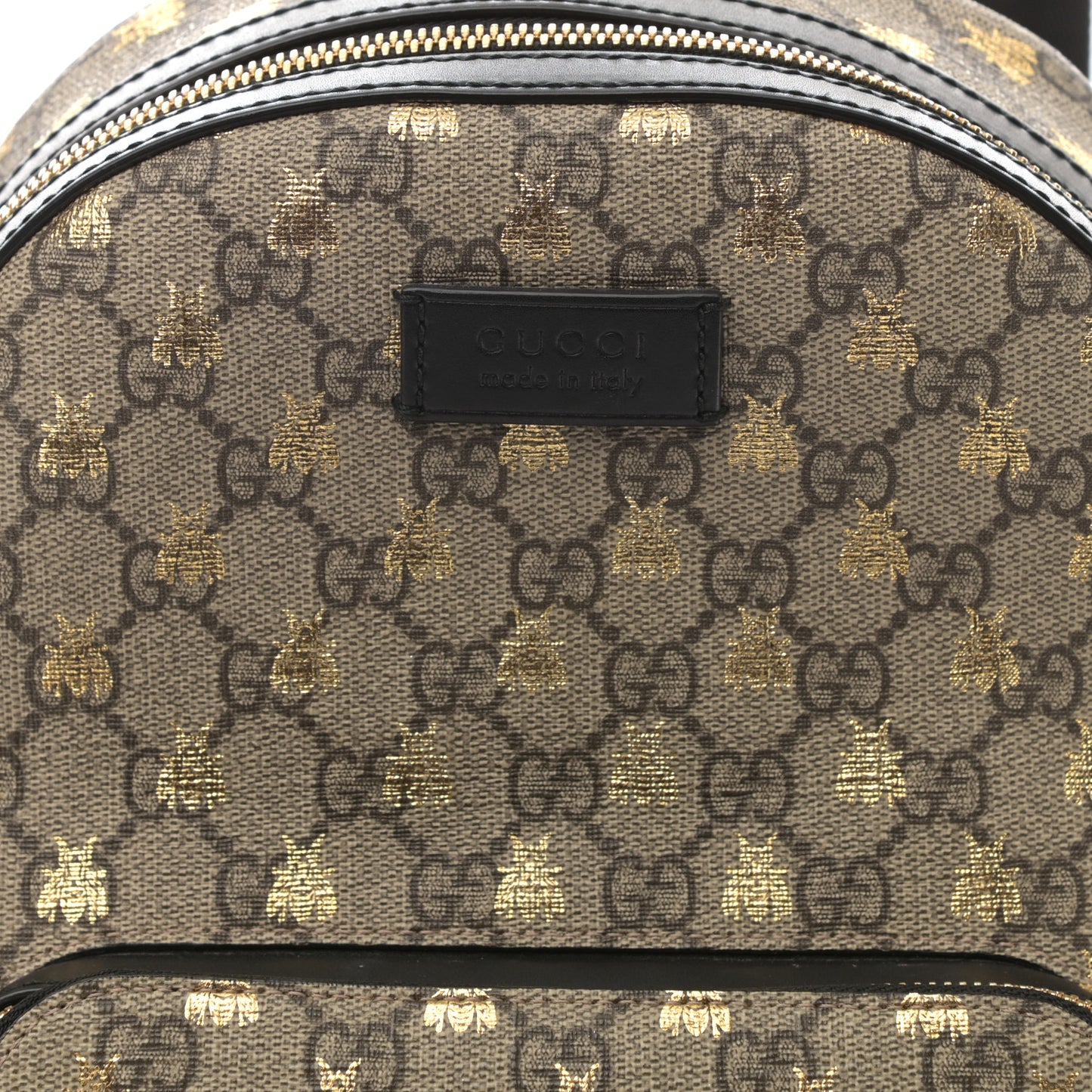 GG Supreme Monogram Bees Print Small Day Backpack Beige Oro Black