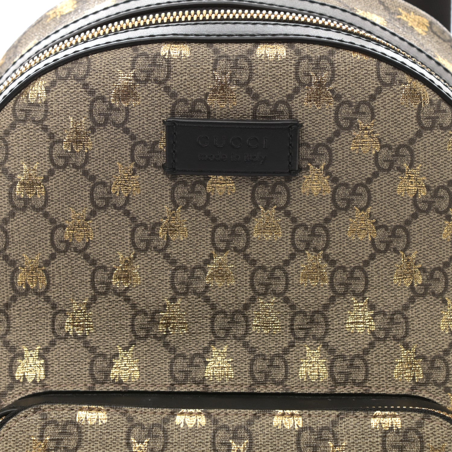 Gucci GG Supreme Monogram Bees Print Small Day Backpack Beige Oro Black 8 of 8