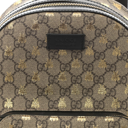 Gucci GG Supreme Monogram Bees Print Small Day Backpack Beige Oro Black 8 of 8