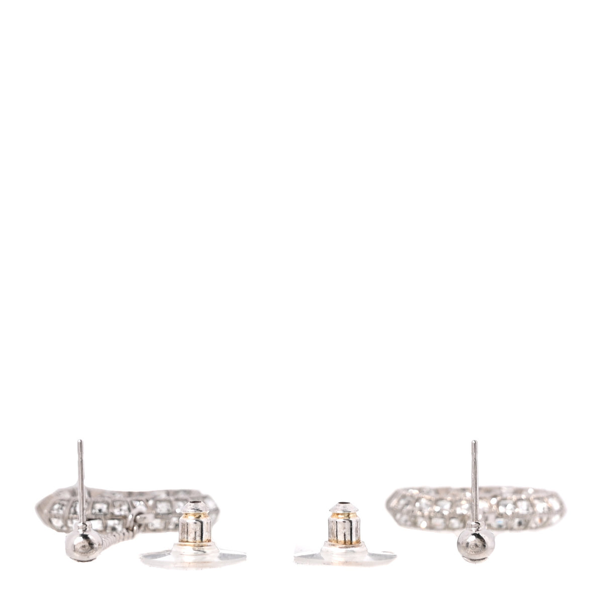 Chanel Baguette Crystal CC Drop Earrings Silver 3 of 5