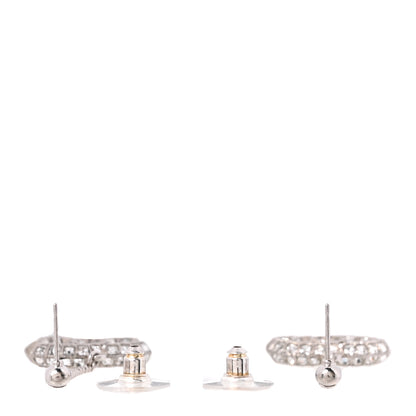 Chanel Baguette Crystal CC Drop Earrings Silver 3 of 5