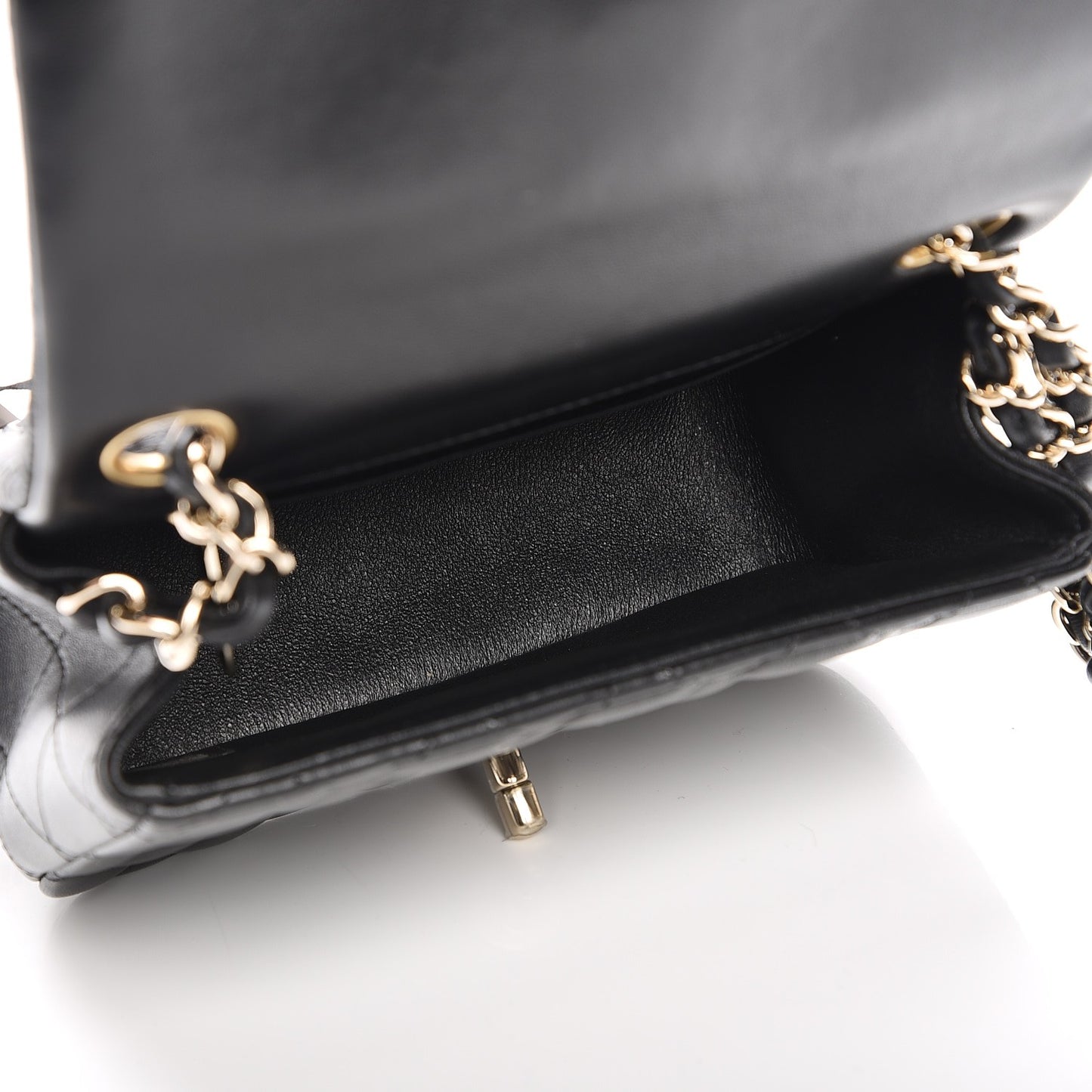 Lambskin Quilted Mini Square Flap Black