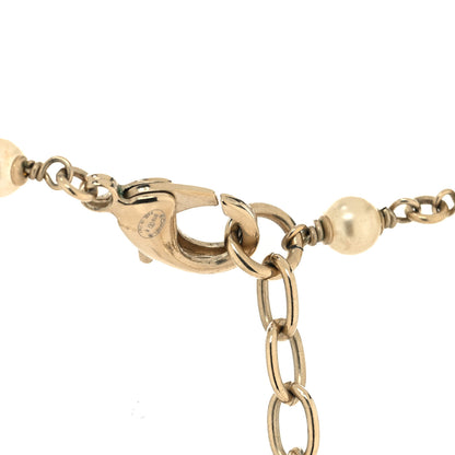 Chanel Metal Glass Pearl Strass Snowfall Necklace Light Gold 4 of 6