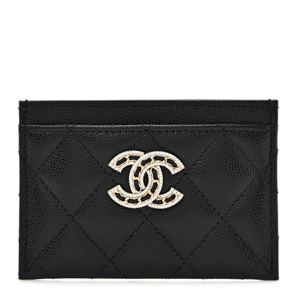 Chanel Caviar Quilted Crystal Card Holder Black 1 of 9