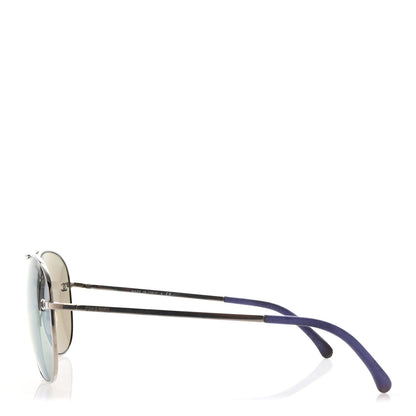 Chanel Metal Pilot Aviator CC Sunglasses 4189-T-Q Silver 3 of 8