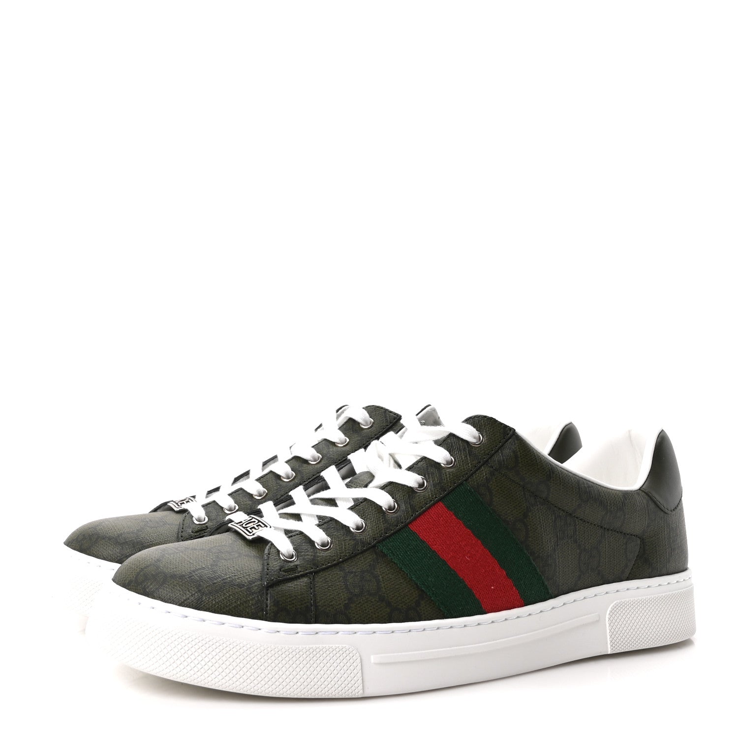 Gucci GG Supreme Monogram Web Mens New Ace Sneakers 9 Green 4 of 10