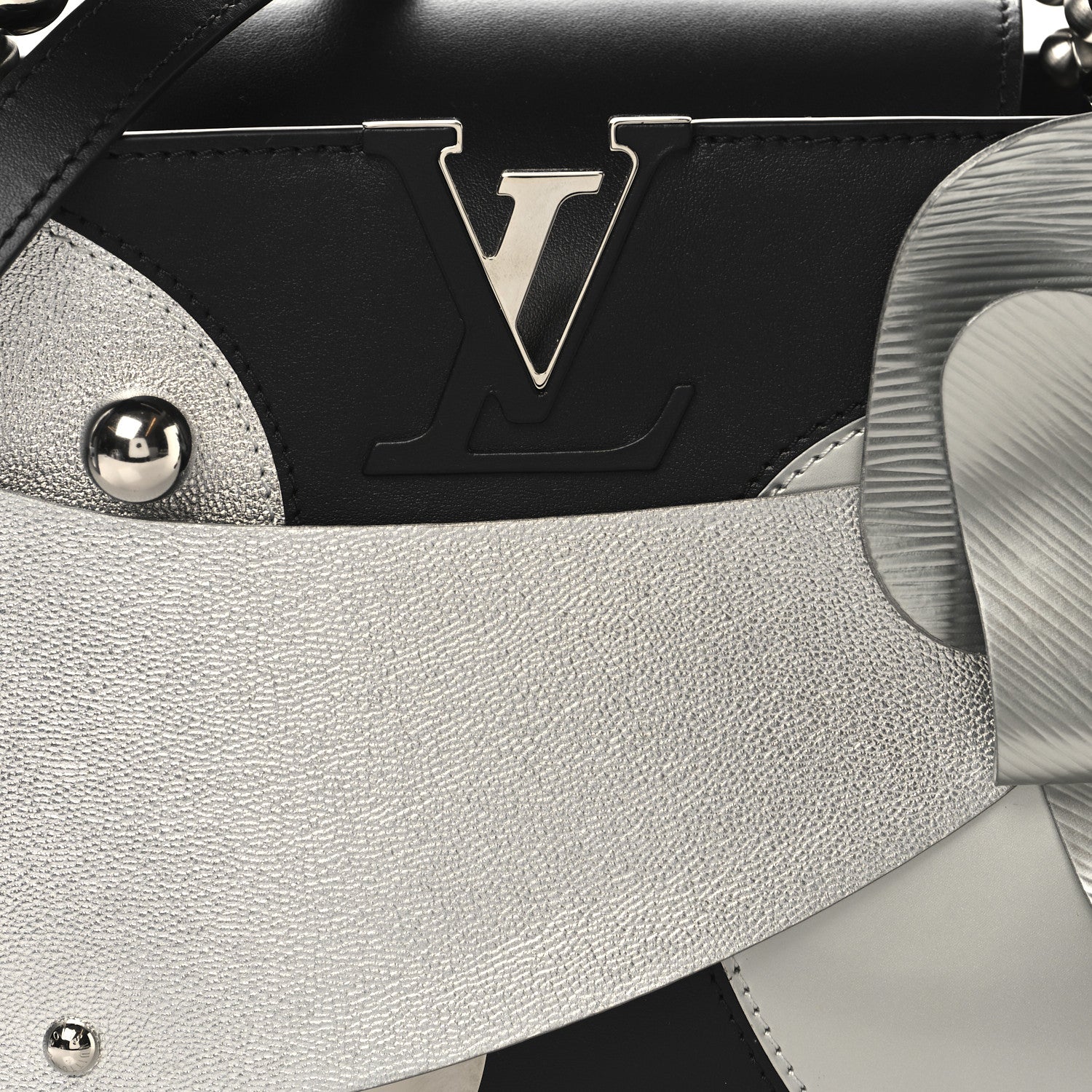 Louis Vuitton Calfskin Liu Wei Artycapucines Capucines PM Black Silver 7 of 9