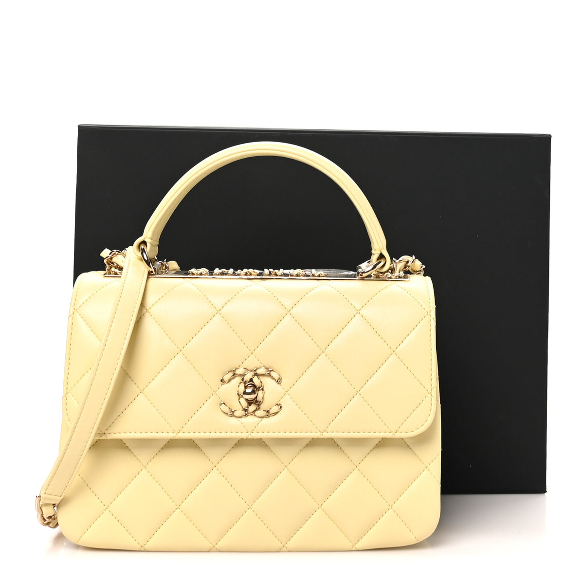 Chanel Lambskin Quilted Small Trendy Chain CC Dual Handle Flap Bag Yellow 10 of 10