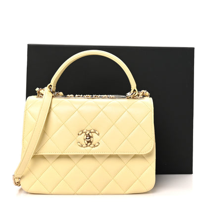 Chanel Lambskin Quilted Small Trendy Chain CC Dual Handle Flap Bag Yellow 10 of 10