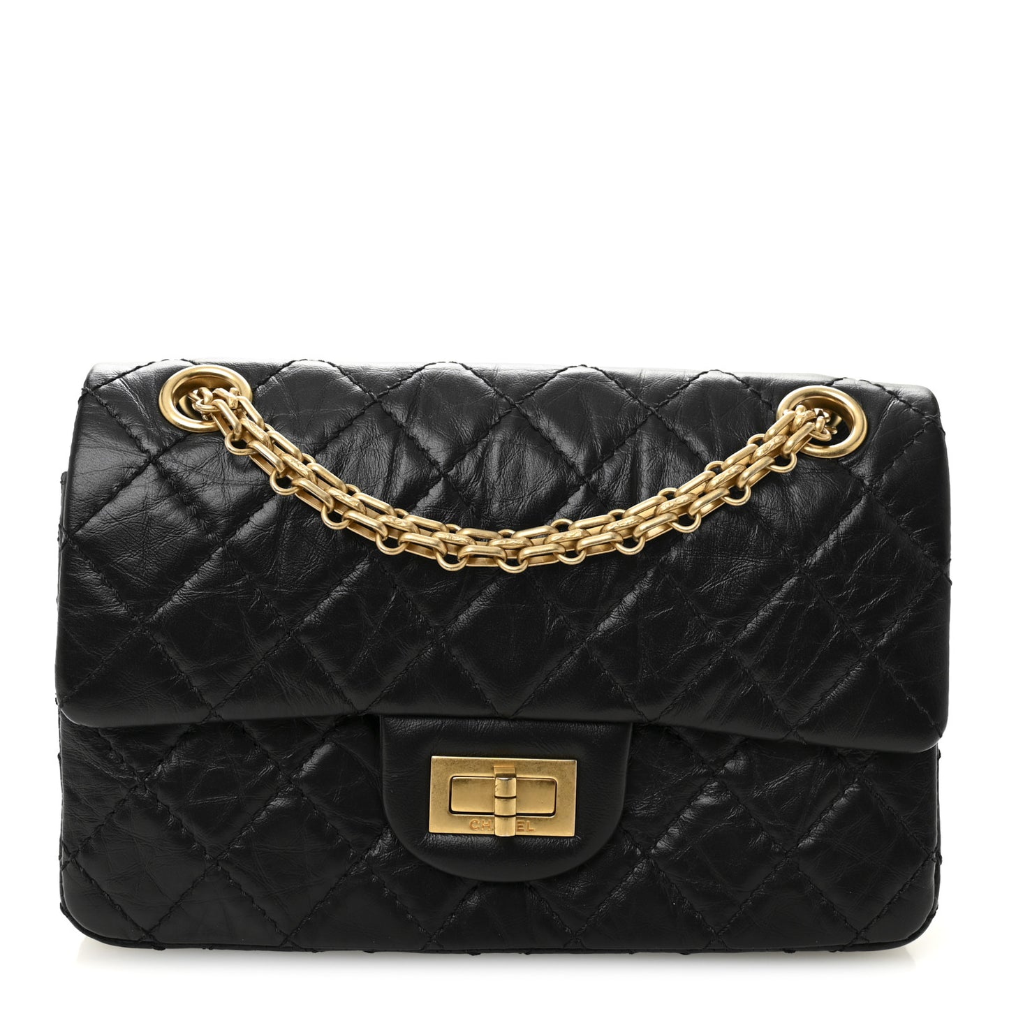 Aged Calfskin Quilted 2.55 Reissue Mini Flap Black