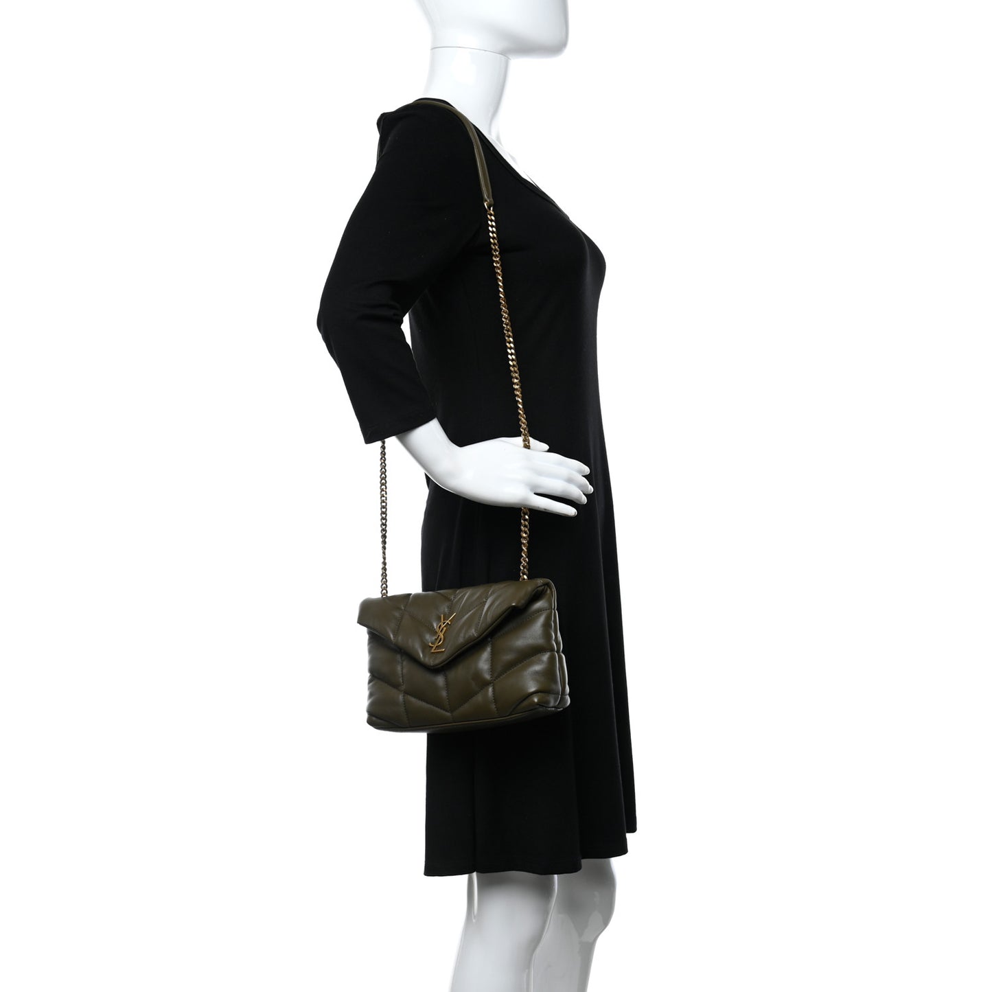 Calfskin Quilted Toy Loulou Puffer Monogram Chain Satchel Seaweed