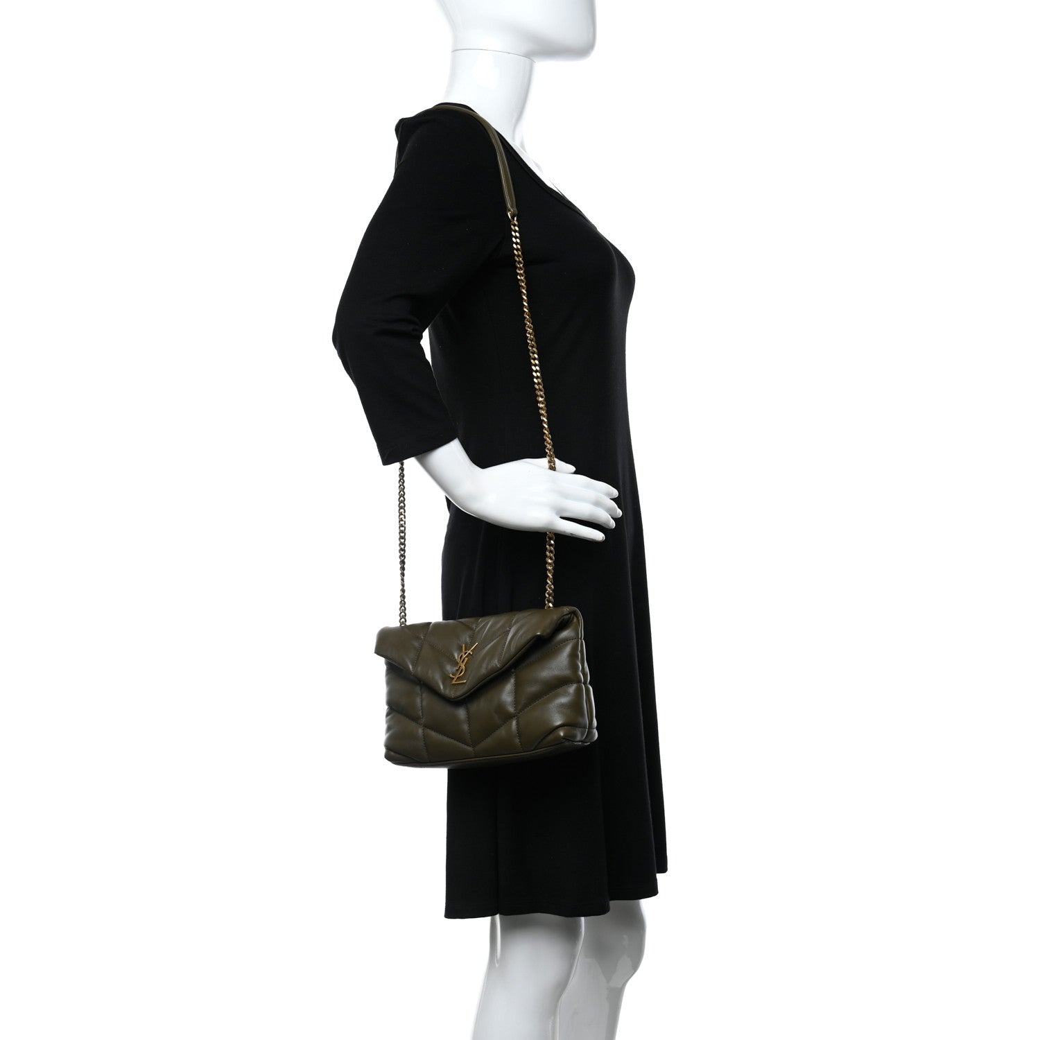 Saint Laurent Calfskin Quilted Toy Loulou Puffer Monogram Chain Satchel Seaweed 2 of 10