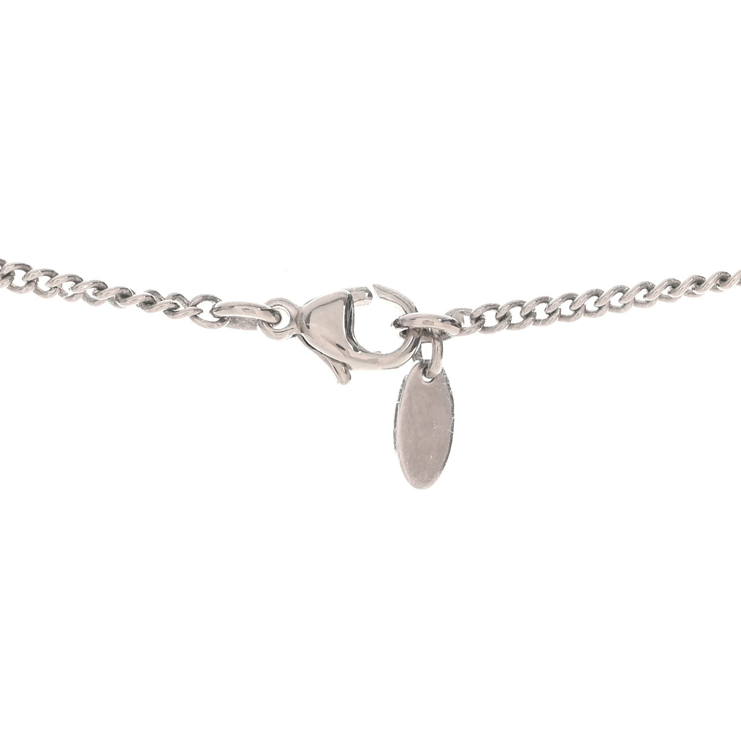 Chanel Crystal CC Pendant Necklace Silver 4 of 5