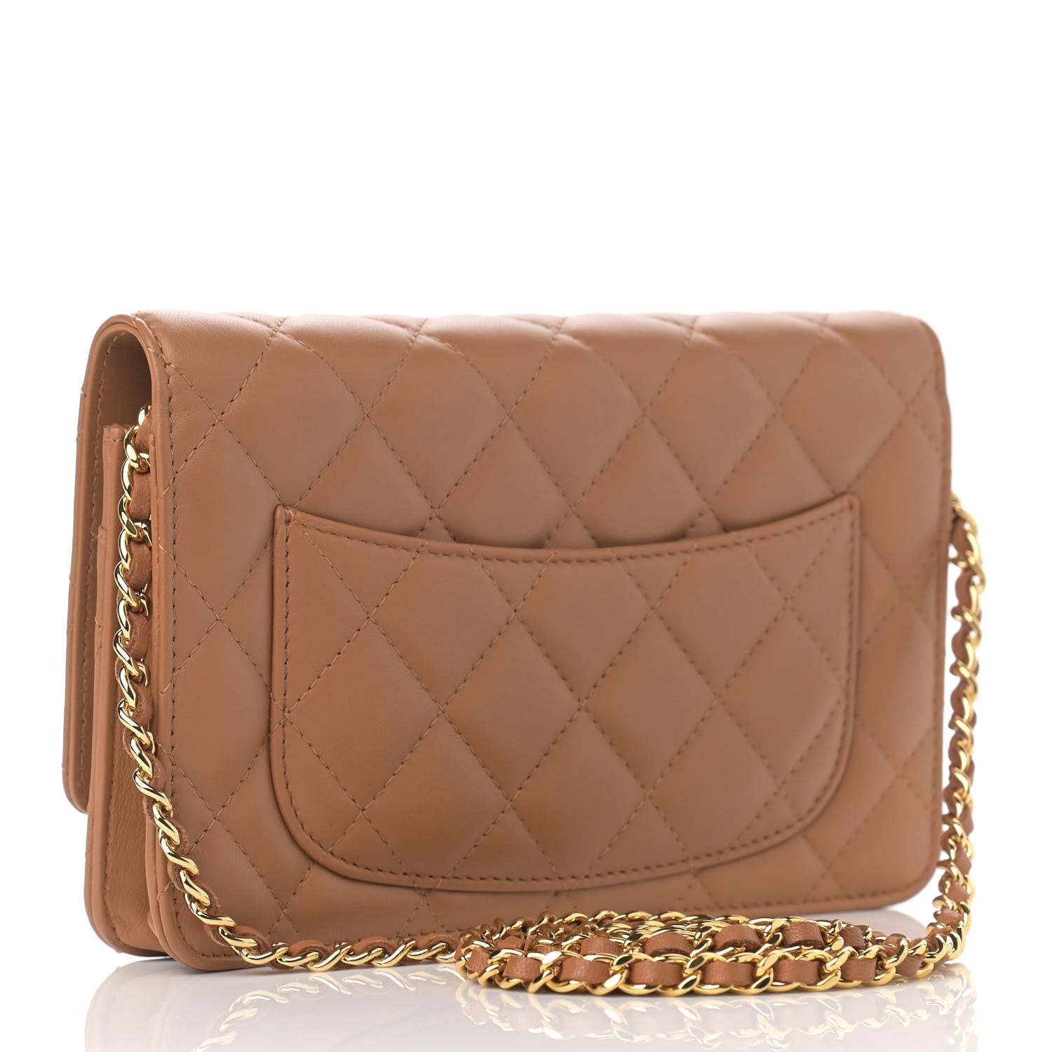 Chanel Lambskin Quilted Wallet on Chain WOC Dark Beige 2 of 12