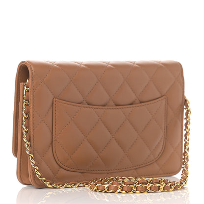 Chanel Lambskin Quilted Wallet on Chain WOC Dark Beige 2 of 12