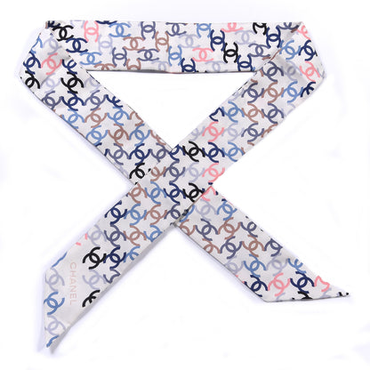 Chanel Silk Twill CC Slim Bandeau Scarf Ecru Multicolor 1 of 3