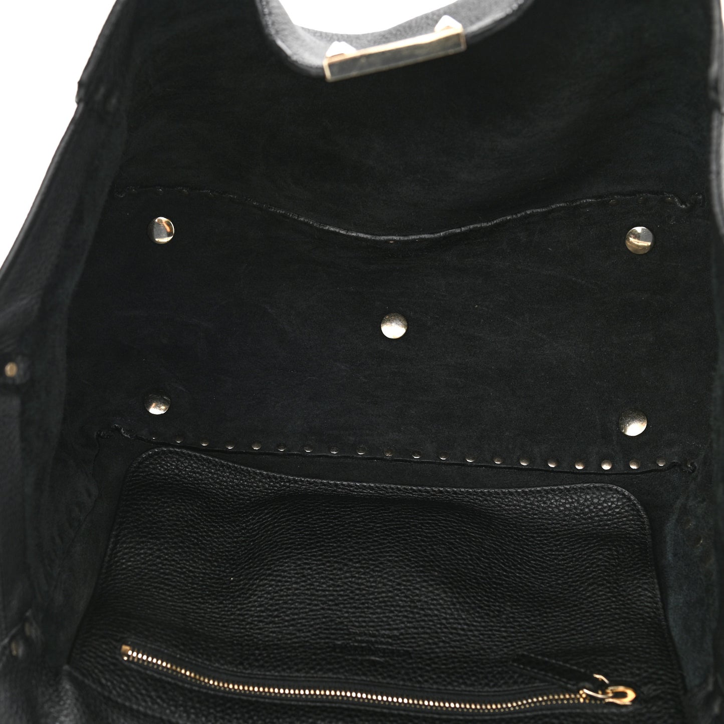 Pebbled Calfskin Medium Rockstud Tote Black