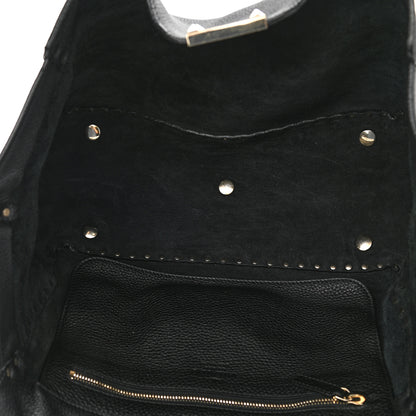 Valentino Garavani Pebbled Calfskin Medium Rockstud Tote Black 5 of 10