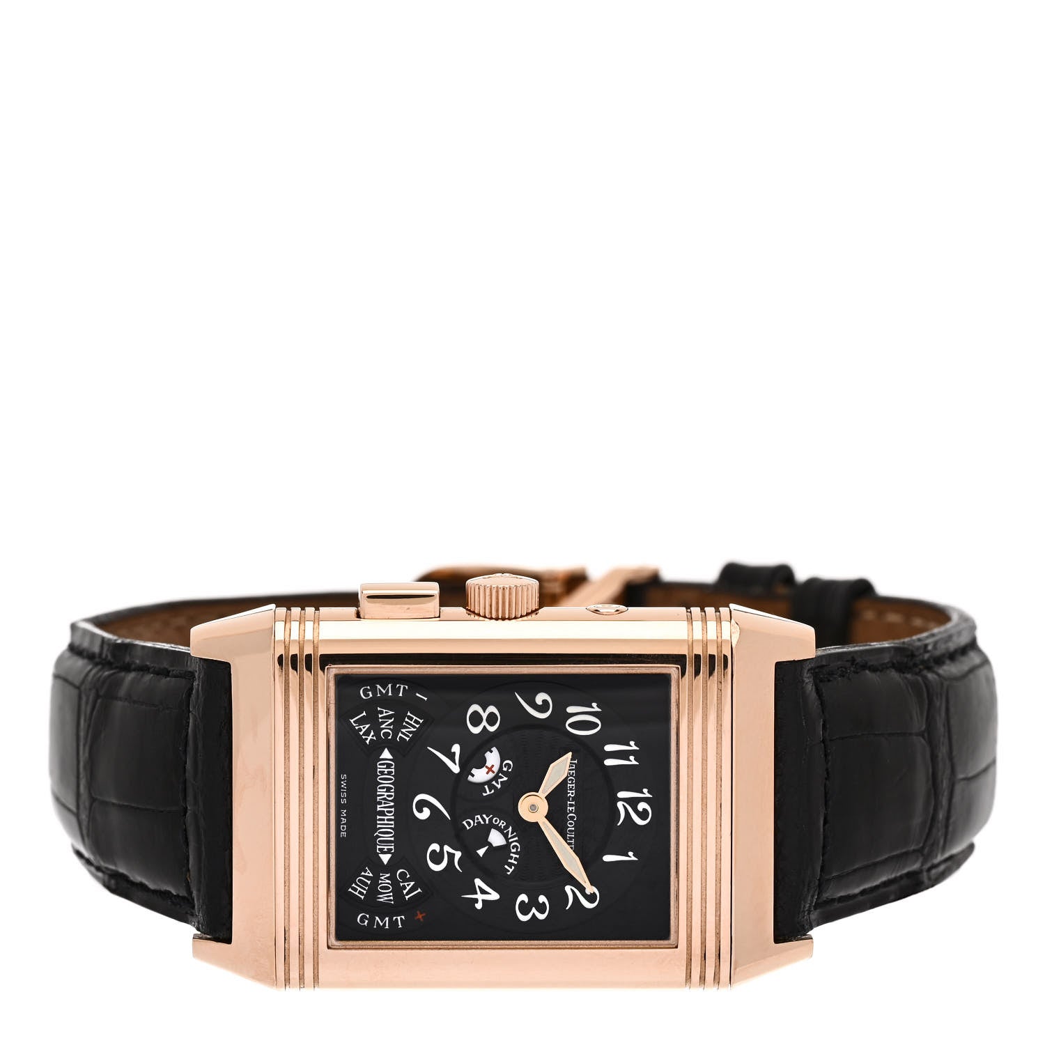 Jaeger-LeCoultre 18K Rose Gold Alligator 26mm Reverso Geographic Manual Winding Watch 270.2.58 3 of 5