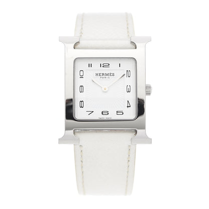 Hermes Stainless Steel Epsom 26mm Heure H Hour Quartz Watch Blanc 1 of 5