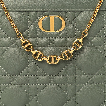 Christian Dior Calfskin Cannage Caro Zipped Pouch With Chain Cedar Green 8 of 10
