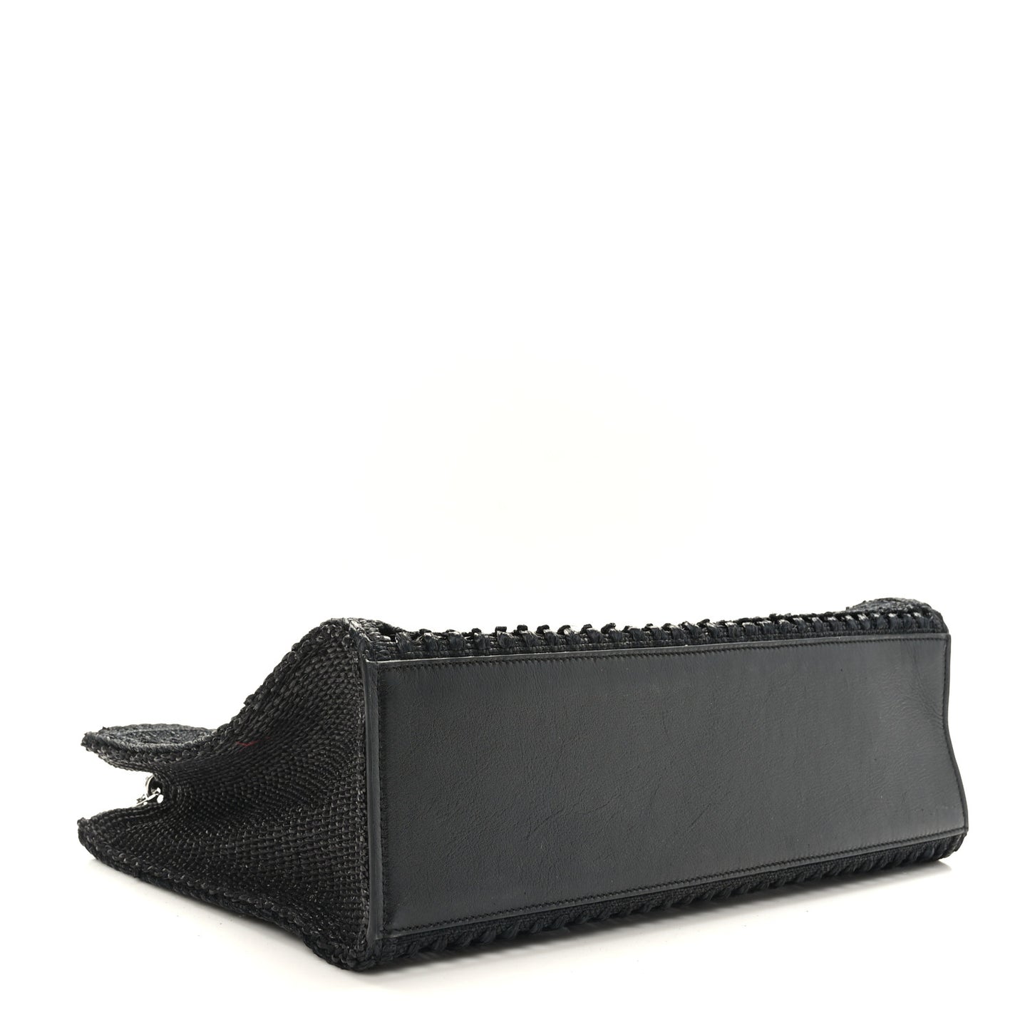 Raffia Laced Medium G-Tote Black