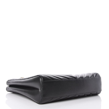 Saint Laurent Grain De Poudre Matelasse Chevron Medium Tribeca Shopping Bag Black 4 of 14