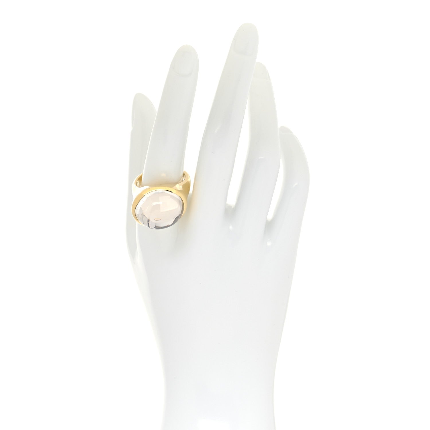 Tiffany 18K Yellow Gold Elsa Peretti Rock Crystal 15 MM Cabochon Ring 61 9.5 2 of 6