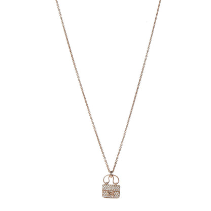 Hermes 18K Rose Gold Diamond Constance Amulette Pendant Necklace 1 of 7