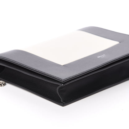 Celine Smooth Lambskin Frame Evening Chain Clutch Black White 6 of 7