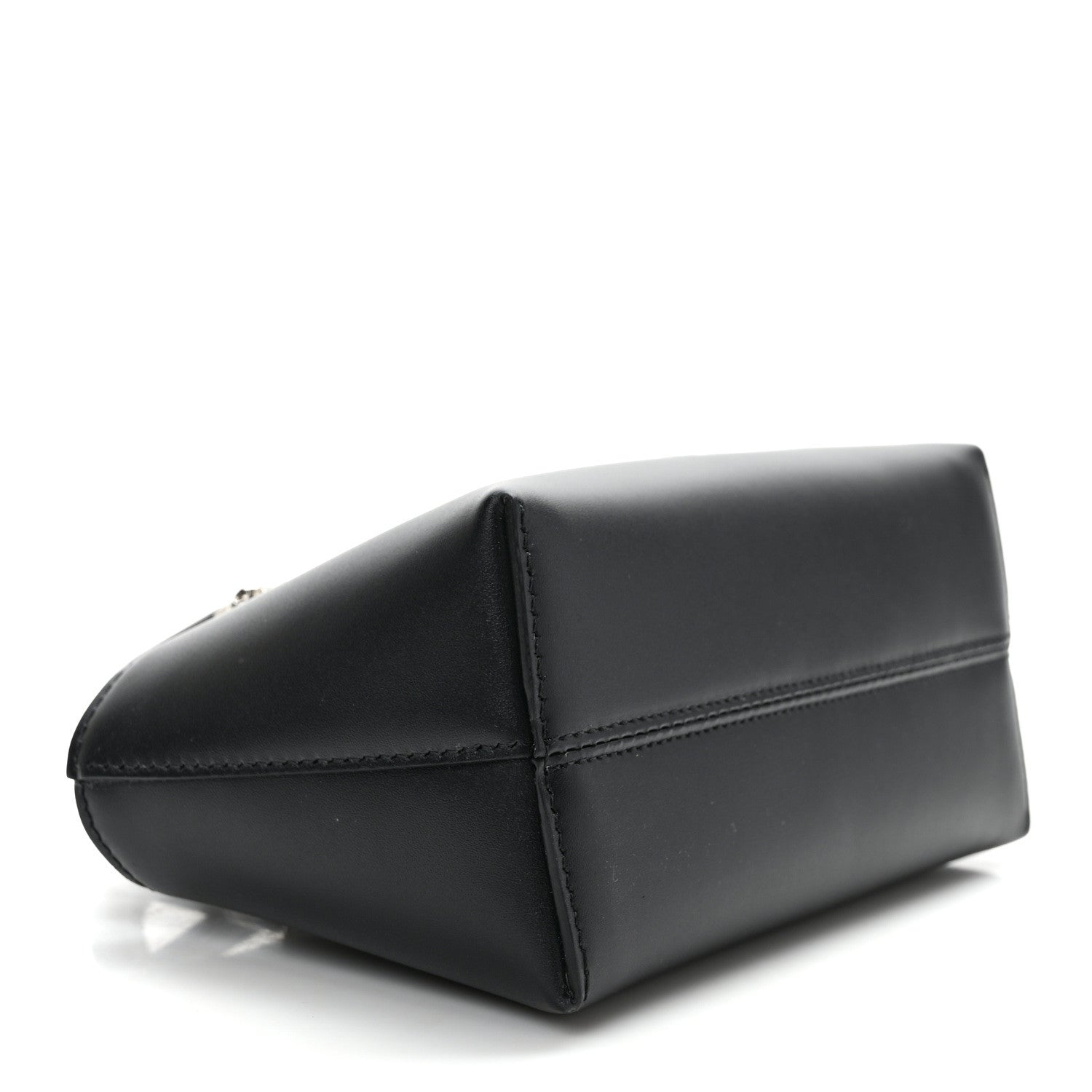 Fendi Vitello King Plexiglass Logo Embossed Mini By The Way Top Handle Boston Bag Black White 4 of 9