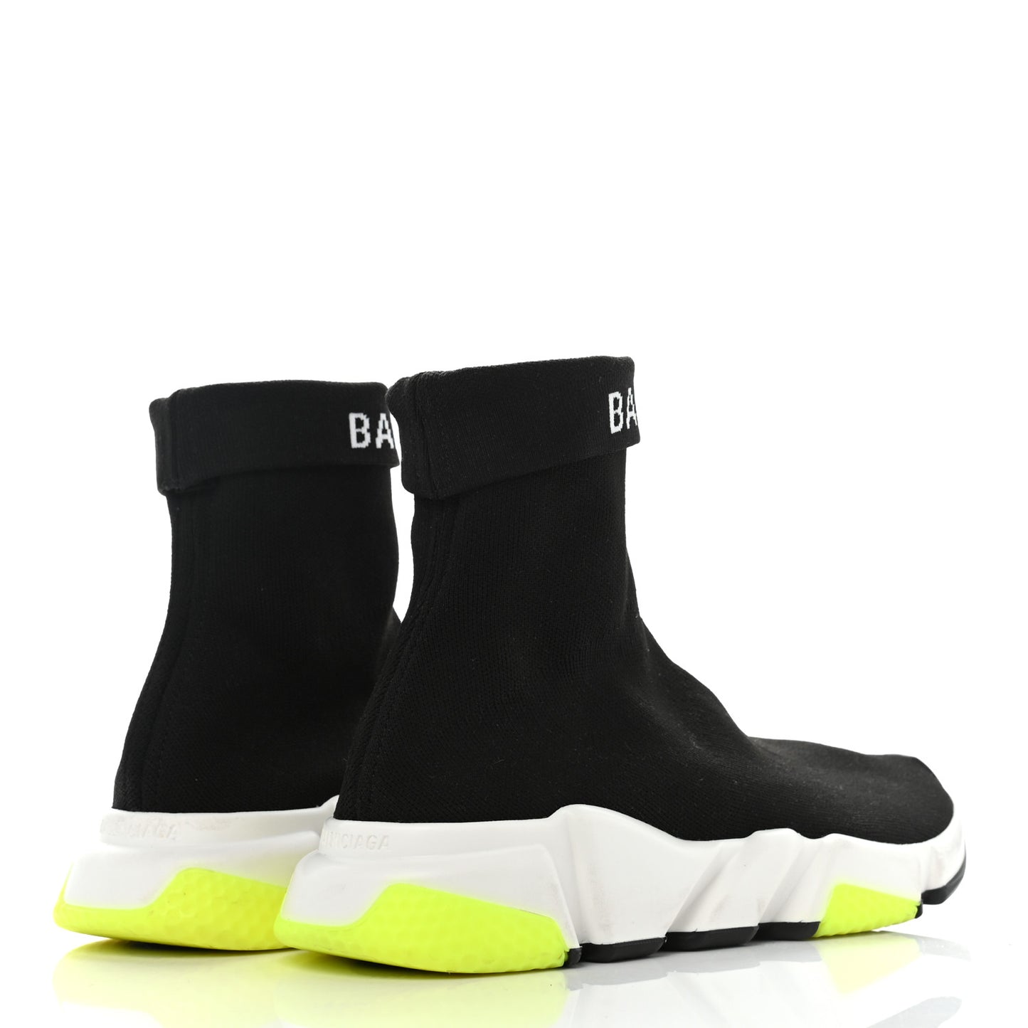 Neoprene Knit Mens Speed Cuffed Sneakers 40 Black White Yellow Fluo