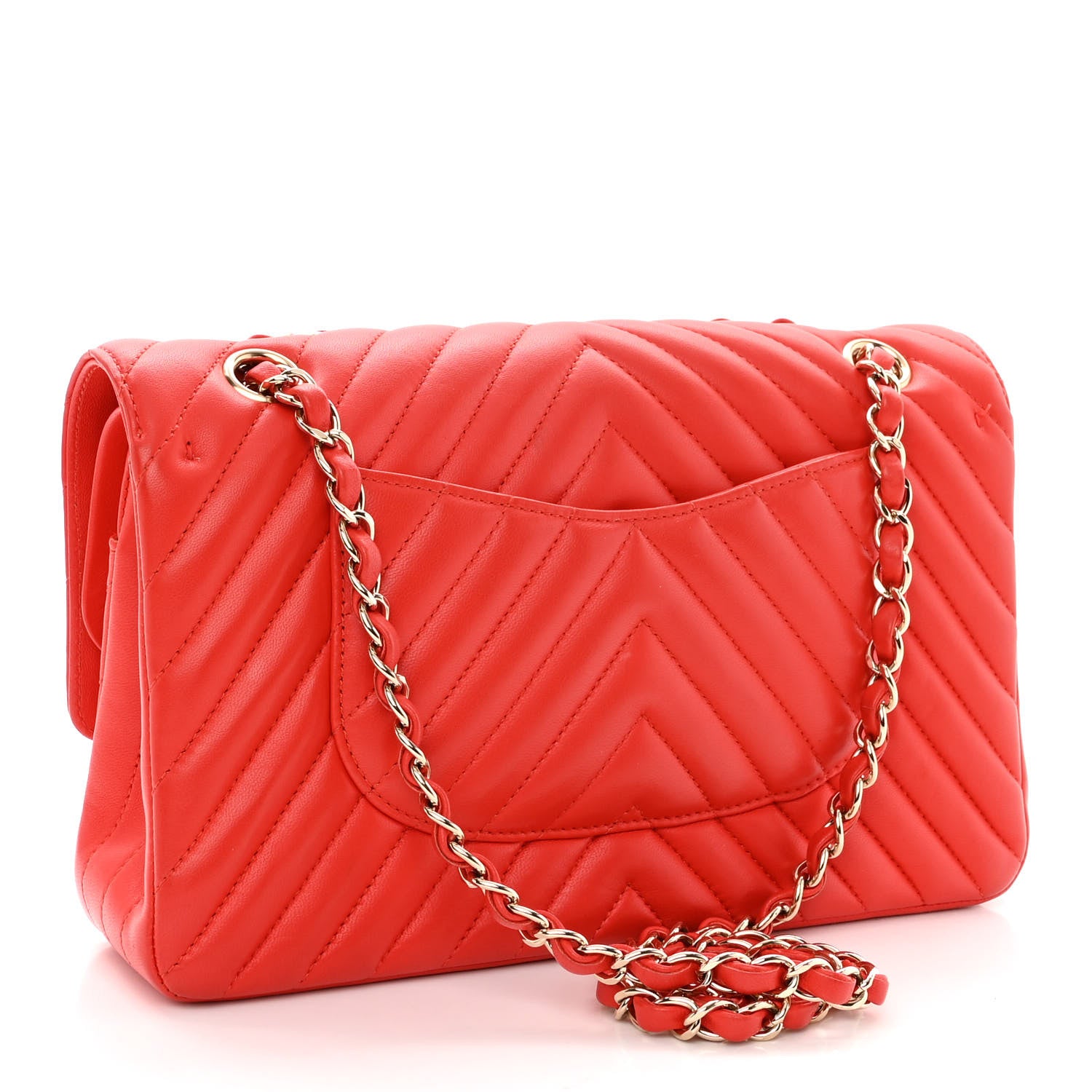 Chanel Lambskin Chevron Quilted Medium Double Flap Red 3 of 10