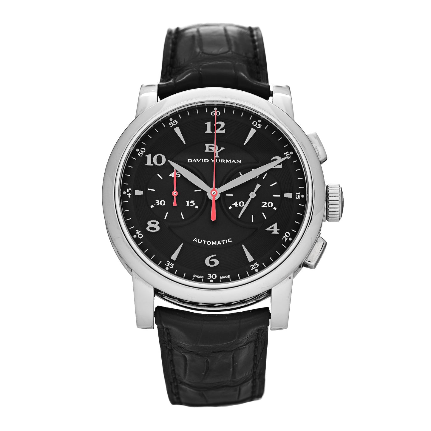 Stainless Steel Alligator 46mm Classic Chronograph Automatic Watch Black