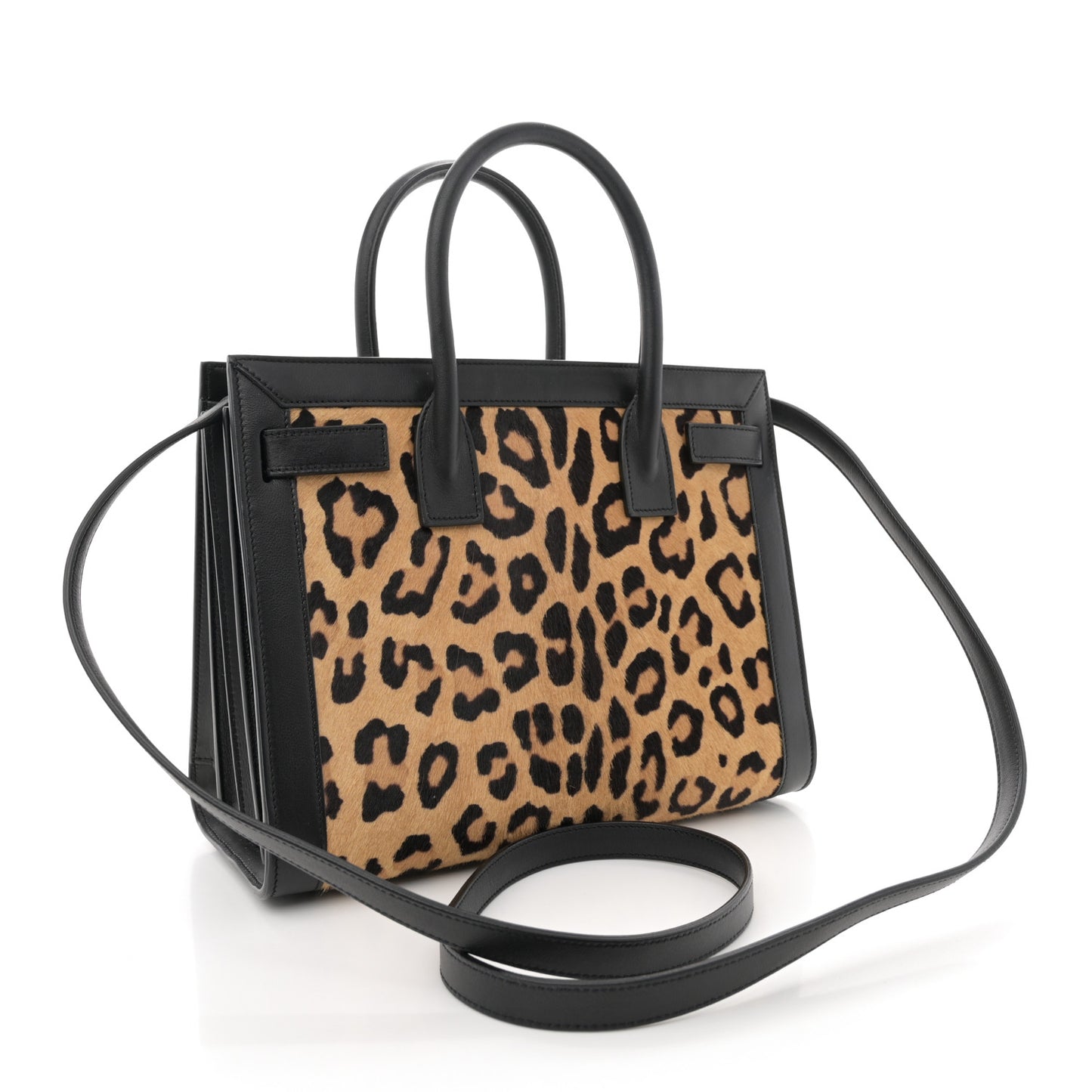 Pony Hair Leopard Print Baby Sac De Jour Black
