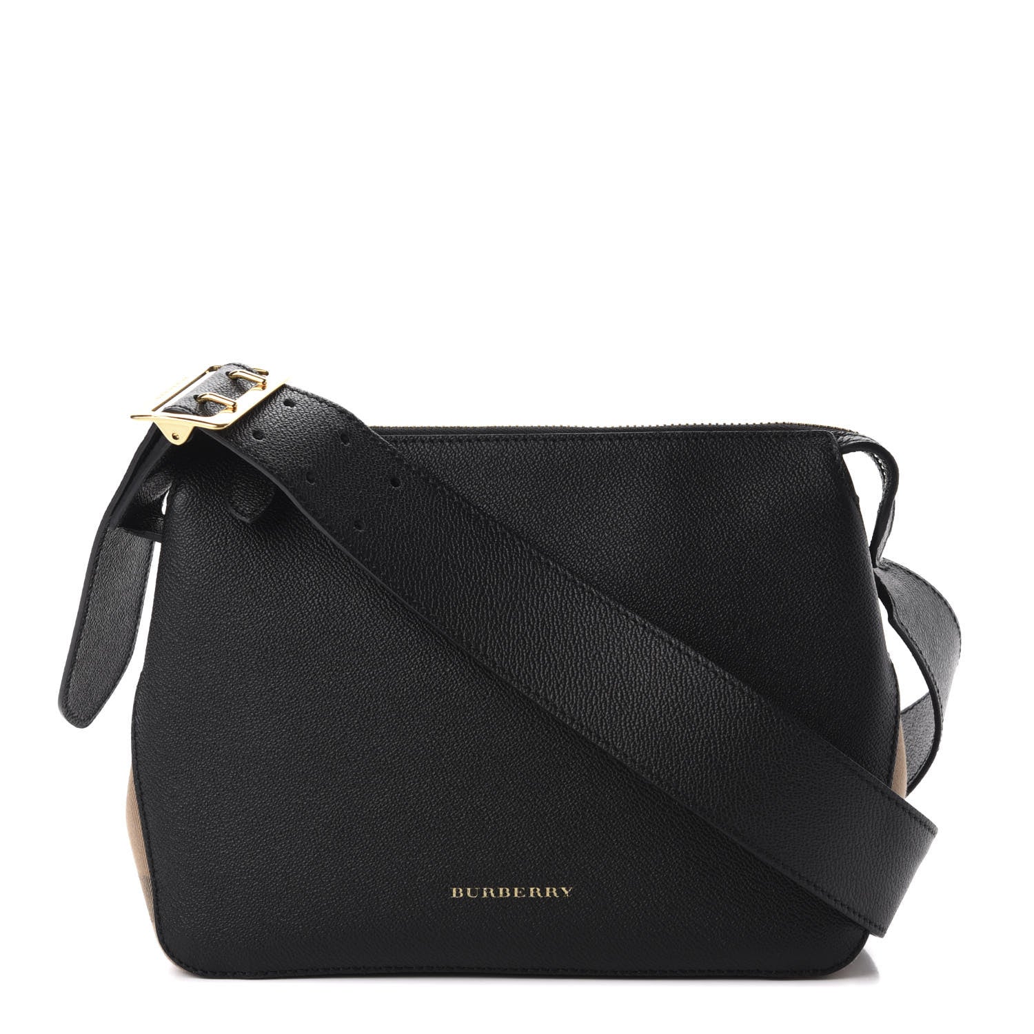 Burberry Soft Grain Calfskin House Check Small Helmsley Crossbody Black 1 of 10