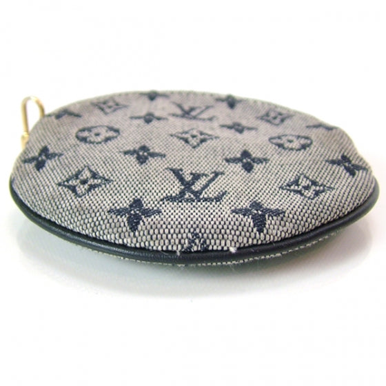Louis Vuitton Mini Lin Round Coin Purse Blue 2 of 7