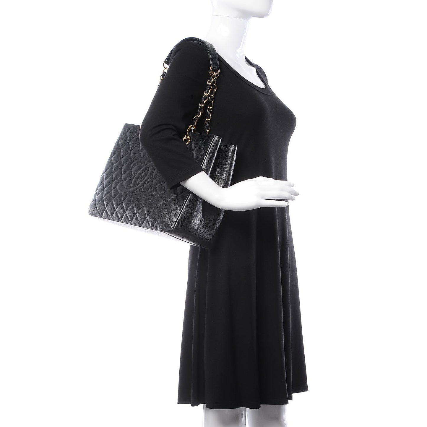 Caviar Quilted Grand Shopping Tote GST Black